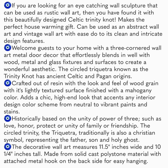 Outlet Resin Celtic Trinity Knot WallArt for Home Decoration,Religious Communion - Picture 7 of 7